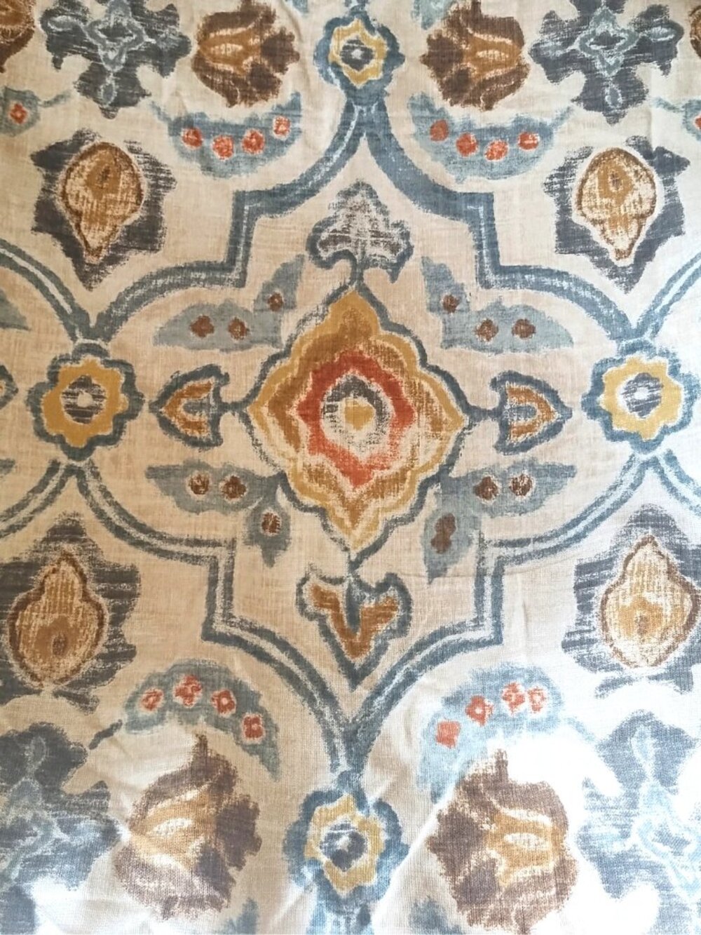 NWT Pottery Barn EURO Sham TENNY TILE Gorgeous Coastal Blue Gold Cream SET/2